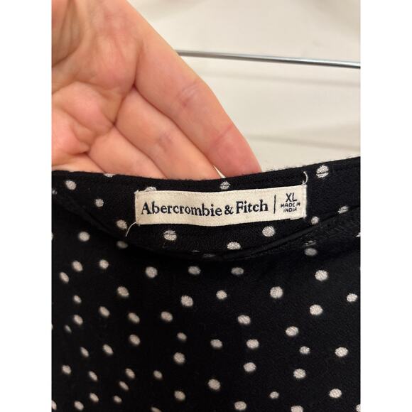 Abercrombie & Fitch Skirt Womens XL Polka Dot Midi Slip Black White Side Slit - Picture 4 of 5